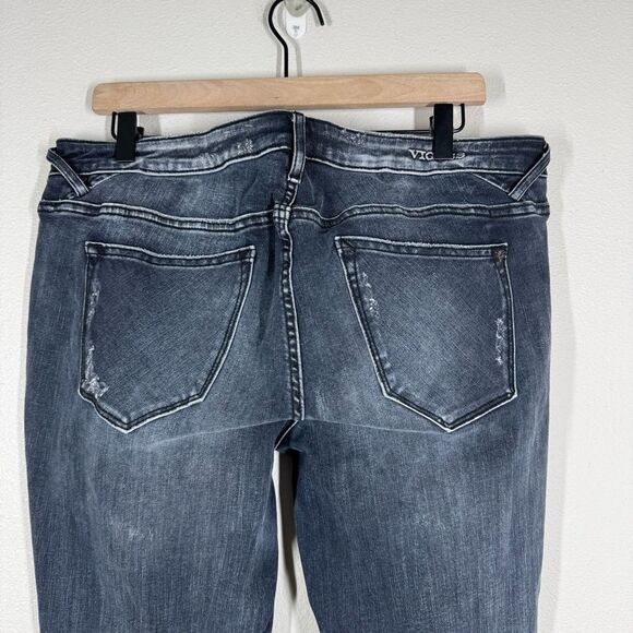 Vigoss The Thompson Tomboy Jeans Black Washed Distressed Stretch Plus Size 16 - Picture 8 of 9